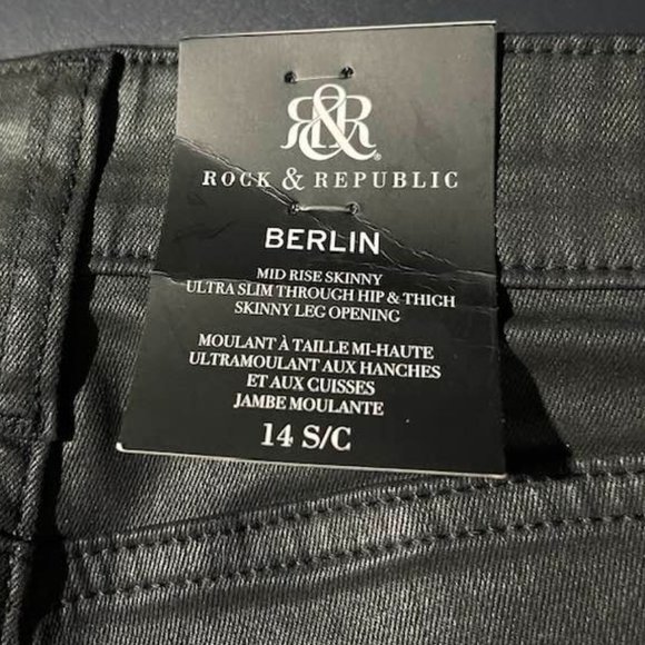 Rock & Republic Women's Jeans ~ NWT ~ Rx Berlin Mid Rise ~ Coated Fabric… - Picture 3 of 16